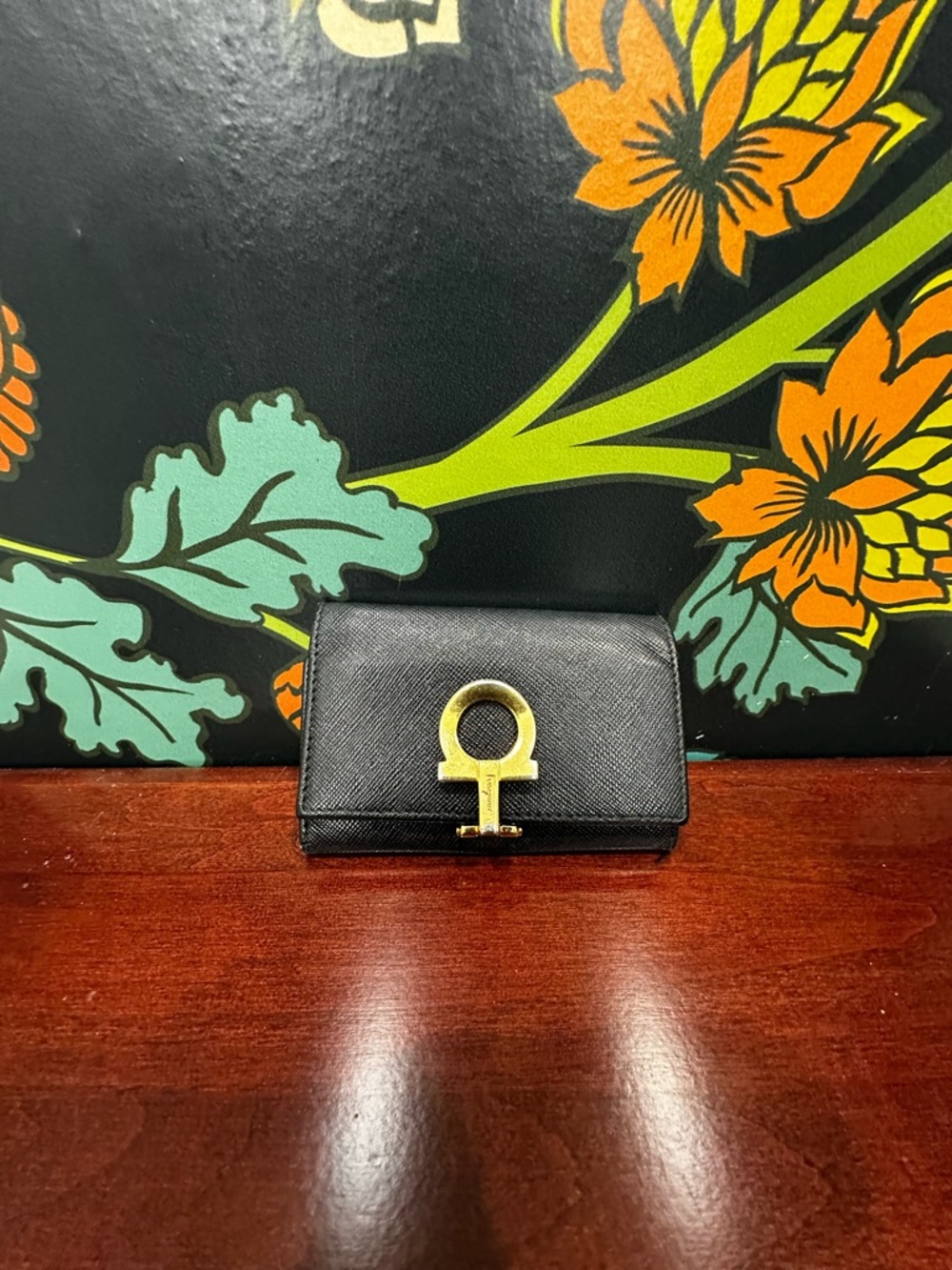 Vintage Ferragamo Gancini Key Holder Wallet Black Leather Italy - Picture 4 of 10